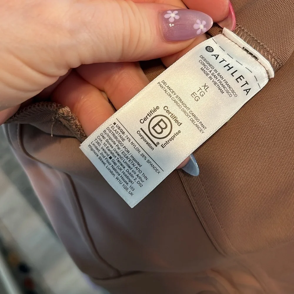 Athleta Delancey Straight Cargo Pants Rustic Beige Size XL